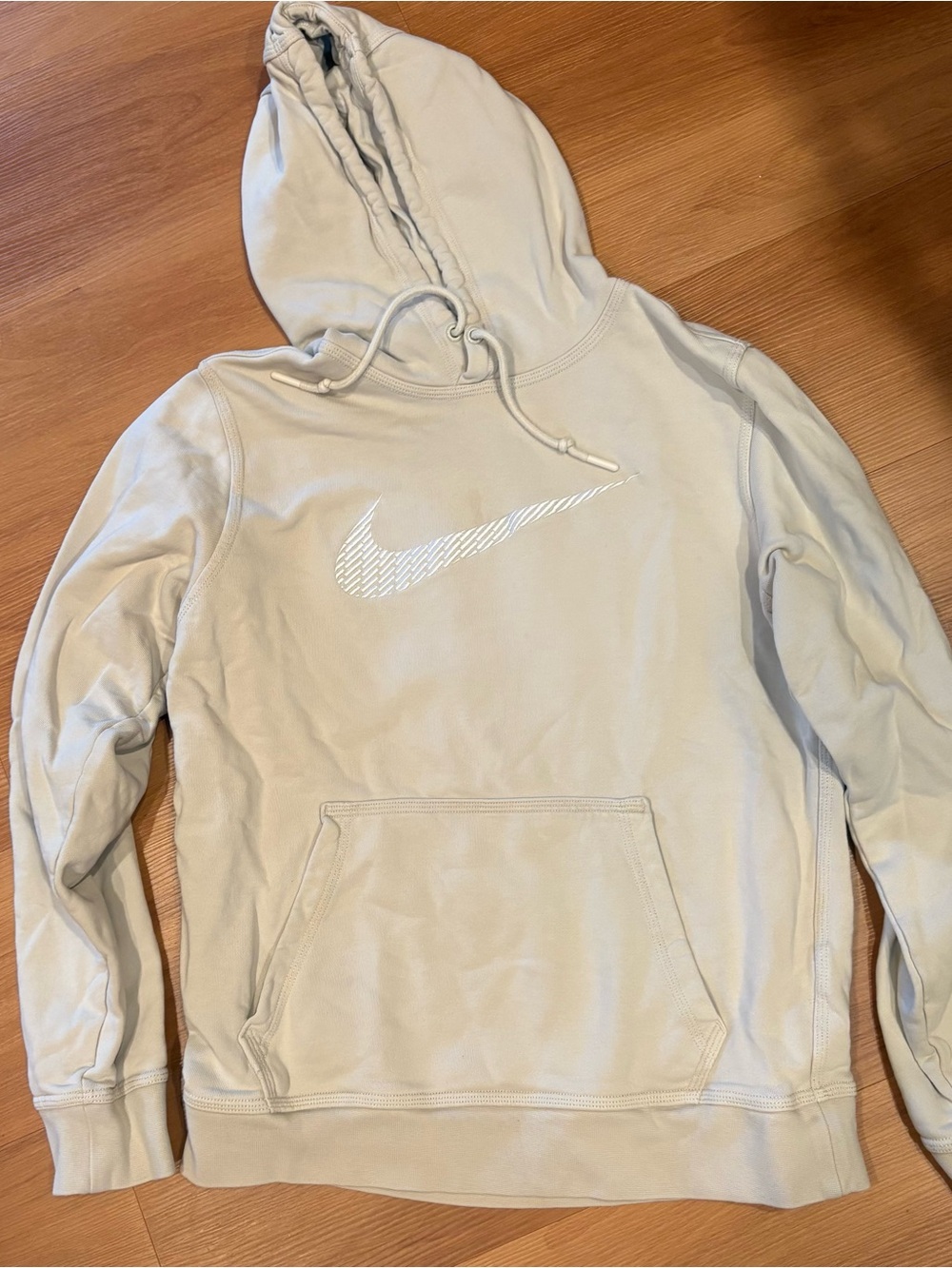 Nike Men’s Cream Pullover Hoodie with White Swoosh